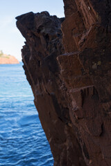 red rocks in Saint Raphael French Riviera coast line