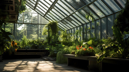 A modern greenhouse conservatory