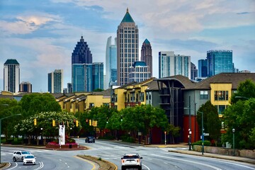 Atlanta neighborhood with Downtown skyline in the background