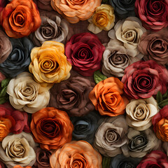 linen textured background with a few roses olive brown ornament