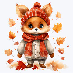 Obraz premium Illustration cartoon animal autumn wear winter coat