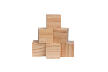 Cubes of wooden blocks are arranged in the shape of a pyramid. business concept.PNG