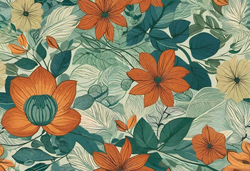 whimsical pattern with flowers