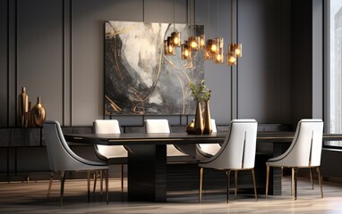 Modern luxury dining room with furniture
