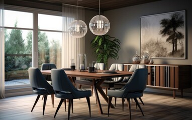 Fototapeta premium Modern dining room with furniture