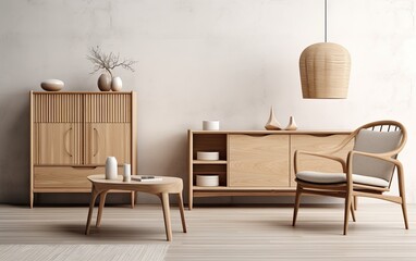 Scandinavian modern interior living room with furniture