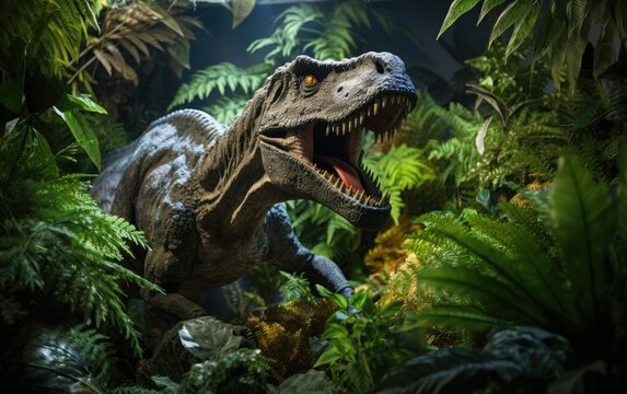 Tyrannosaurus rex dinosaur in the forest