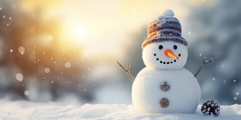 Obraz premium AI Generated. AI Generative. Winter snowball snowflakes snow man snowman christmas new year xmas background mock up. Merry Christmas postcard background mock up.