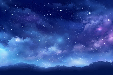 Naklejka na ściany i meble Night sky background with nebula and stars anime style