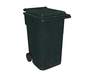 3d rendering public trash can with wheels