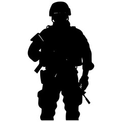 A troop of soldier silhouette vector, a simply designed military man in black and white