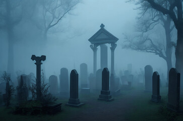 mysterious graveyard concept art