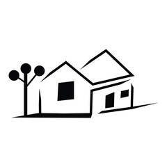house icon. black and white vector illustration