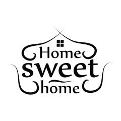 home sweet home lettering with window icon, flat design. vector illustration