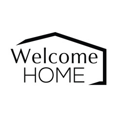 welcome home logo design template. welcome home with house icon, flat design