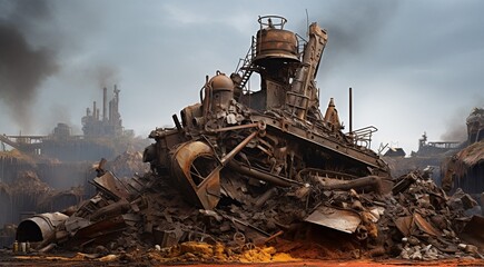 Fototapeta na wymiar pile of rusty metalls, metall factory