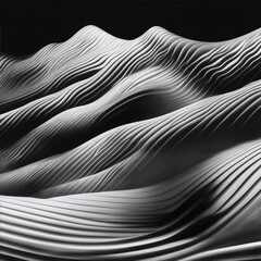 abstract drawing of wave lines, landscape monochrome illustration