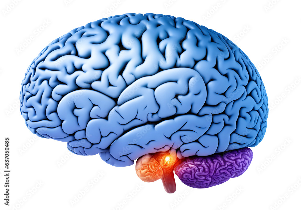 Poster human brain showing intelligent thinking processing. cyber mind concept a neural network of big data