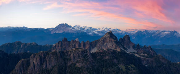 Canadian Mountain Landscape Nature Background. Aerial Panorama.