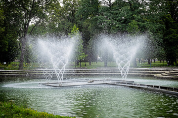 Floating fountain in the city park, Kosice, Slovakia