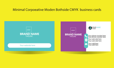 Minimal corporate modern both sides CMYK business cards and clean style