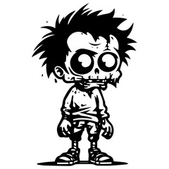 Zombie black silhouette isolated on white