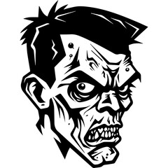 Zombie black silhouette isolated on white