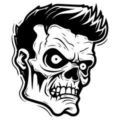 Zombie black silhouette isolated on white