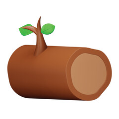 Wood log 3d rendering isometric icon.