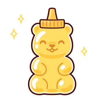 yellow bear honey bottle smiling clip art preview