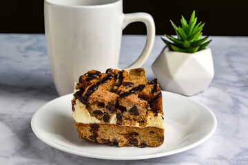chocolate chip  cookiesquare  with coffee