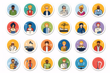 Creative and diverse icon set breaks stereotypical representations across professions and communities