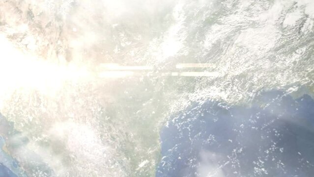 Zoom in from space and focus on Celina, Texas, USA. 3D Animation. Background for travel intro. Elements of this image furnished by NASA