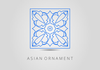 Vintage ornate linear ornament in Kazakh traditional style. Asian floral designs. Abstract Asian elements of the national pattern of the ancient nomads of the Kyrgyz, Mongols, Kazakhs, Tatars.