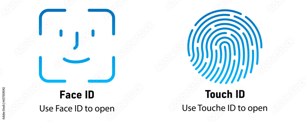 Poster touch id and face id on mobile device vector icon. esp10