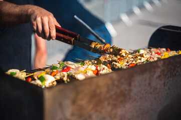 chicken brochette on the grill