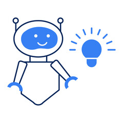 Robot with Bulb Icon: A Symbol of Creativity and Innovation.