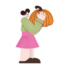 Farmer gathering vegetable harvest set. Garden agriculture horticulture autumn crop collection. Harvesting agrarian people doing farming job. Man woman working together in garden