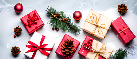 christmas background with christmas tree and snowflakes