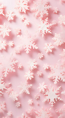 Pink snowflakes on a pink background. Pattern.