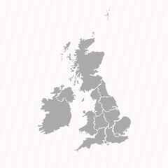 Detailed Map of United Kingdom With States and Cities