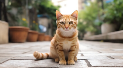 Portrait majestueux d'un chat  dans la rue face à la caméra