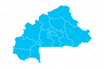 Flat Design Map of Burkina Faso With Details