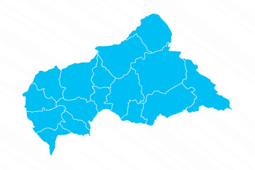 Flat Design Map of Central African Republic With Details