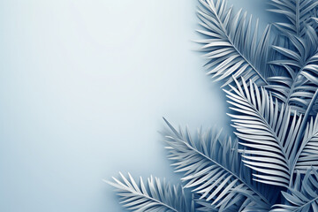 Fototapeta na wymiar 熱帯の葉のコレクション、宇宙を背景に青い色の葉の植物　Collection of tropical leaves,foliage plant in blue color with space background　Generative AI