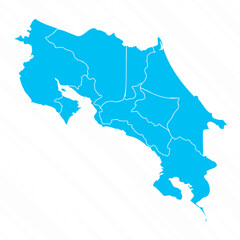 Flat Design Map of Costa Rica With Details