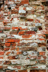 Old red brick wall background or texture