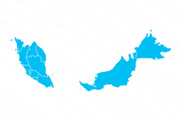 Naklejka premium Flat Design Map of Malaysia With Details