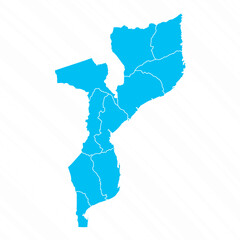 Flat Design Map of Mozambique With Details