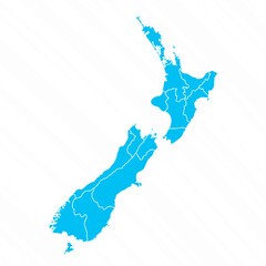 Flat Design Map of New Zealand With Details